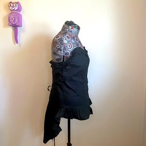 High-Low Hem Ruffled Corset Blouse